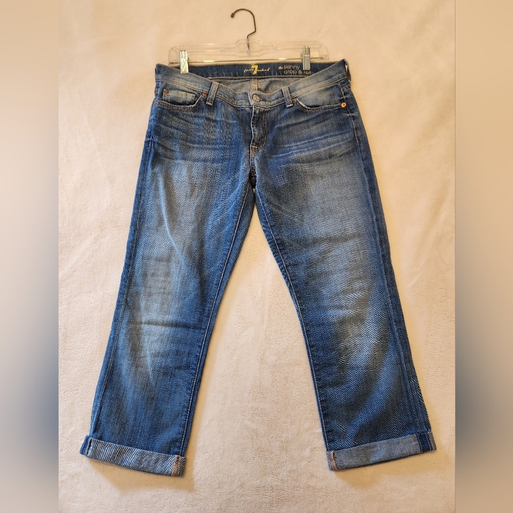 7 For All Mankind The Skinny Crop & Roll Cropped Jeans Size 29